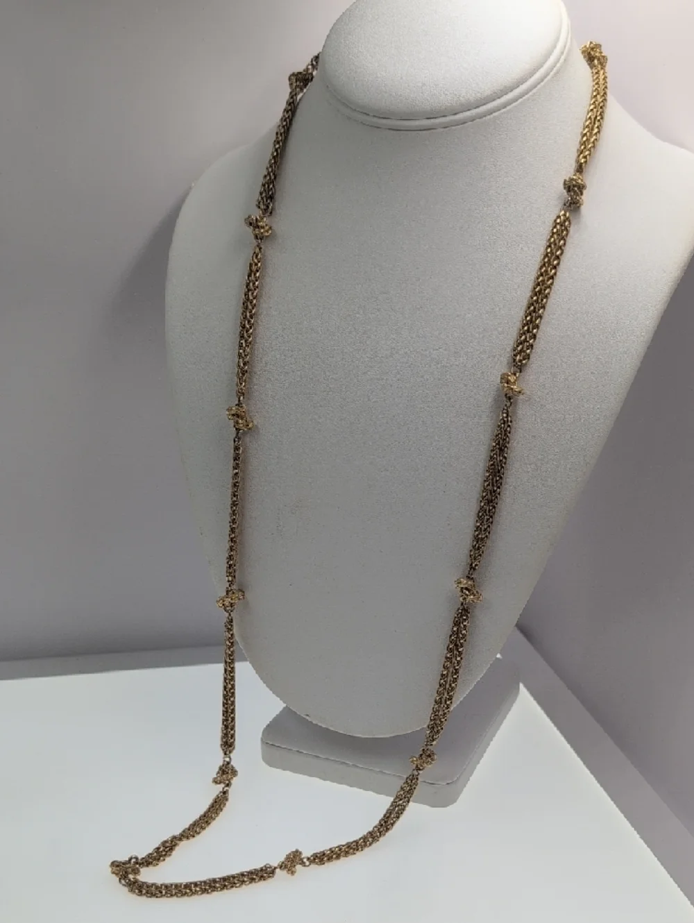 Premier Designs Gold-Tone Knotted Link Long Necklace BB14
